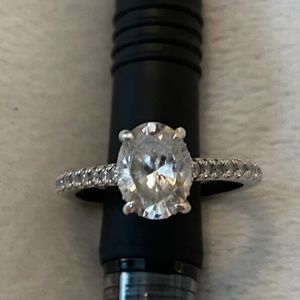 Sterling Silver CZ Ring with Hidden Halo under Center Stone
